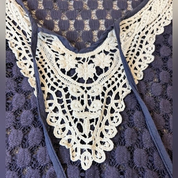 Solitaire Swim Cover Up Sz S Purple and cream tag shows large but it’s a small - Picture 2 of 7